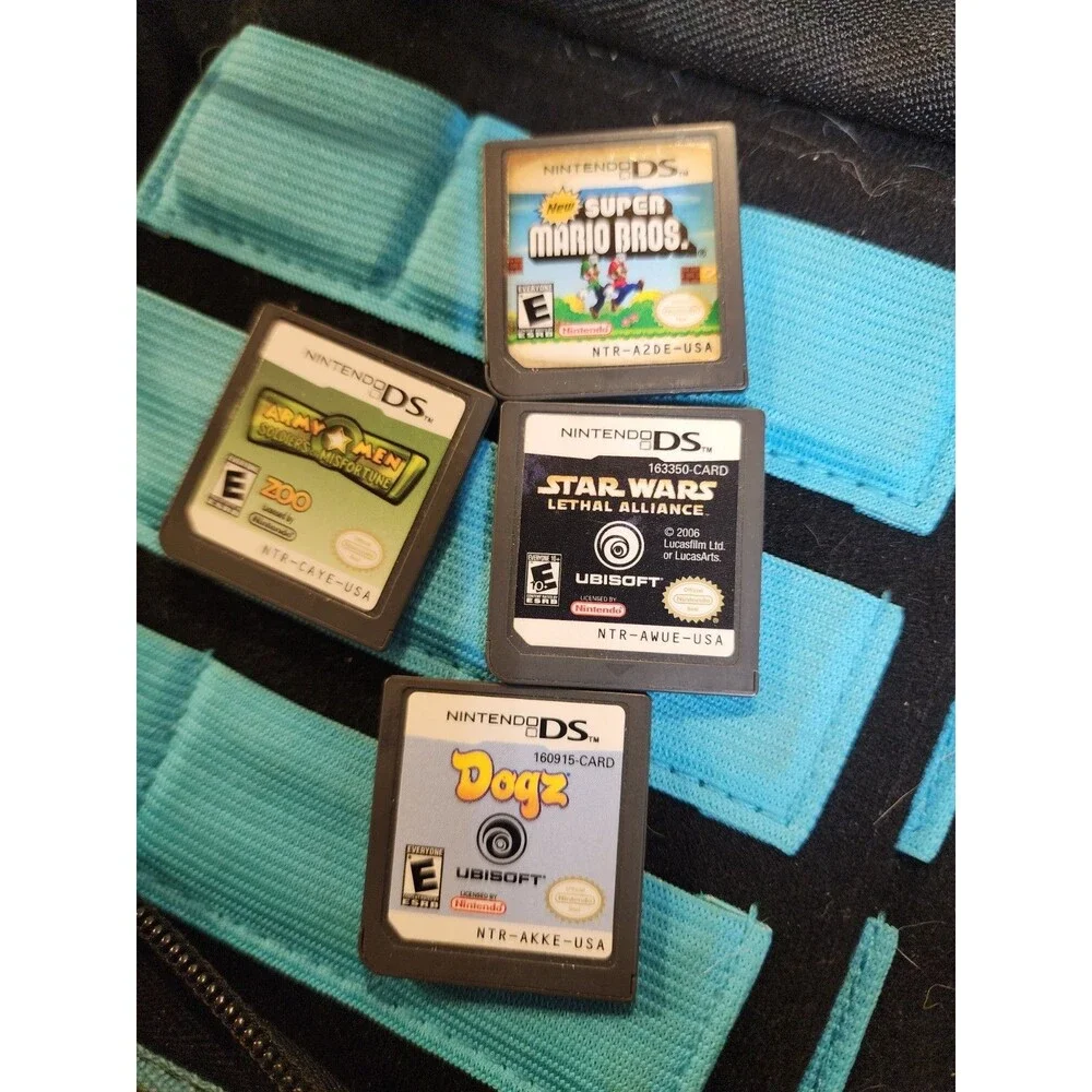 Nintendo 2DS Black/Blue Console Bundle W/ Case Charger & (5) Games *Tested